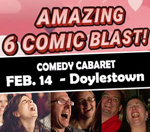 Amazing 6 Comic Blast on Valentines! Starring Comedian Steve Young is an award-winning author and television writer for shows like  Boy Meets World, Cybil” and  The Tonight Show.  He has opened for stars like Jay Leno, Jerry Seinfeld, Eddie Murphy and Jim Carey. His comedy callback skills will amaze you and crack you up! Headliner #2 is Bill Chiang!, Seen on Comcast Comedy, This funny man will make you laugh until your sides hurt! One of the funniest comics on the comedy circuit! Also making you laugh is headliner #3, the hilarious Belynda Cleare! You will also see funny new comic Jack Mathew and Philly Funny guy Ahson Latif! Hosted by comedy competition winner Kevin Tiers!