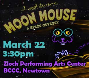 Lightwire Theater is proud to present Moon Mouse, a cosmic adventure about celebrating differences. Marvin the Mouse wants to be popular. Constantly bullied and picked on by the “cool” rats, he is labeled as a loser and a geek. As respite from the continuous badgering, Marvin retreats into his science books and a world of fantasy. He longs to have adventures and to be the hero. Join Marvin on the space adventure of a lifetime: a trip to the surface of the moon on his homemade rocket where he meets a strange cast of misfit creatures, learns of infinite peril, and views awesome beauty. Will Marvin make his dreams come true and experience the glory and acceptance he craves? A Family Fun Event!